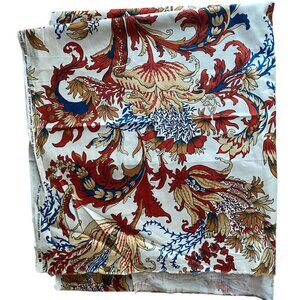 Cohama Burma Hand-Printed Floral Red Blue Fabric Cotton Upholstery Jacobean